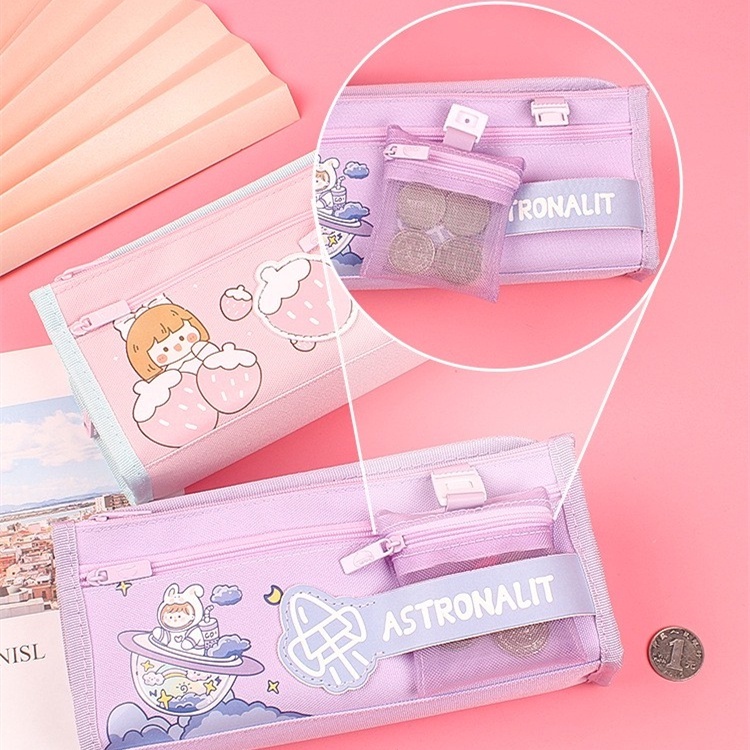 Túi Đựng Bút Bằng Vải Canvas Cỡ Lớn Dễ Thương Dành Cho Học Sinh