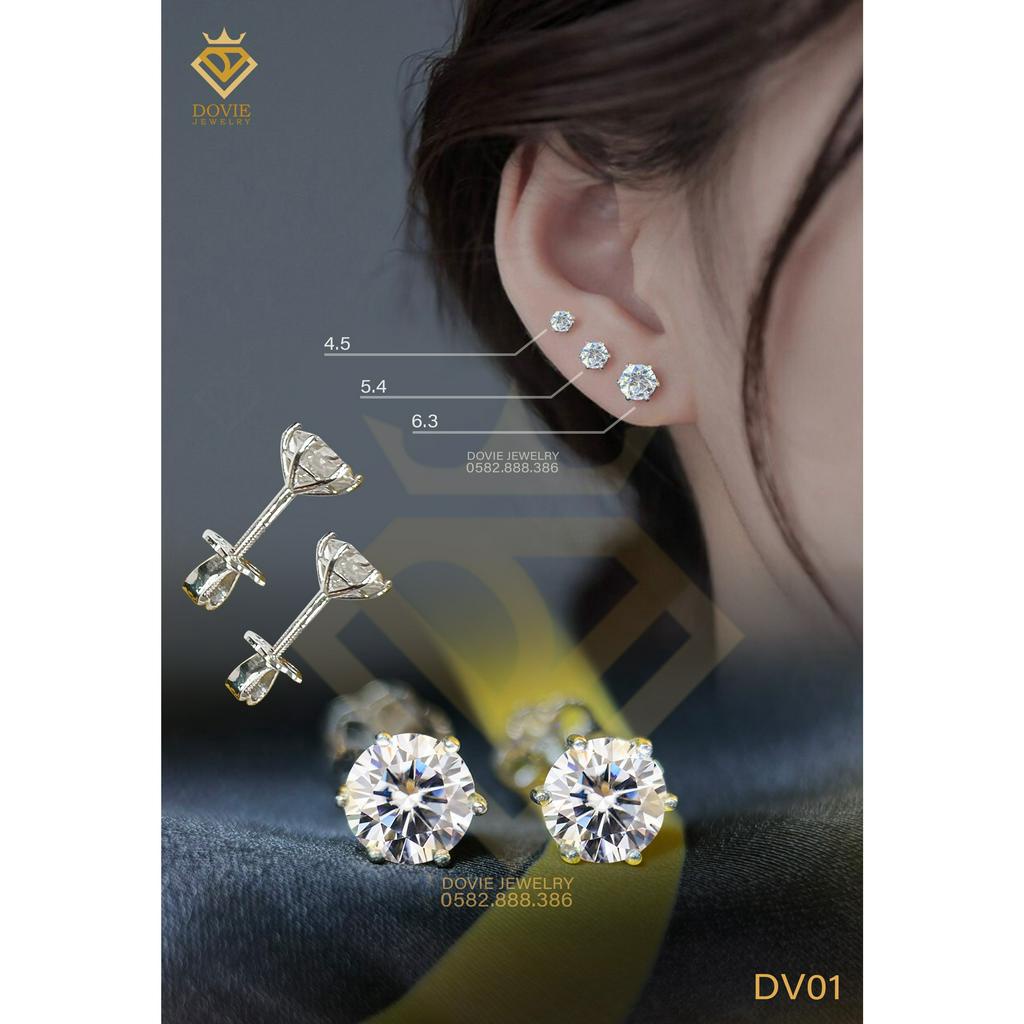 Bông Tai Bạc ý 925 Mạ Bạch Kim Đính Kim Moissanite Chuẩn 6 Chấu Lát Cắt Siêu Lấp Lánh .Giấy tờ kiểm định đầy đủ