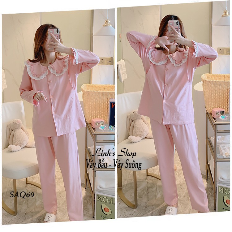 Bộ Dài Tay Sau Sinh Ở Cữ Cho Bé Bú-SAQ216