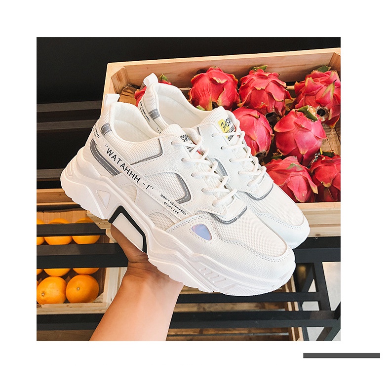 Giày Thể Thao Nam - Giày sneaker chất đẹp, dễ phối đồ màu trắng phản quang chống trơn trẻ trung ôm chân  hd17