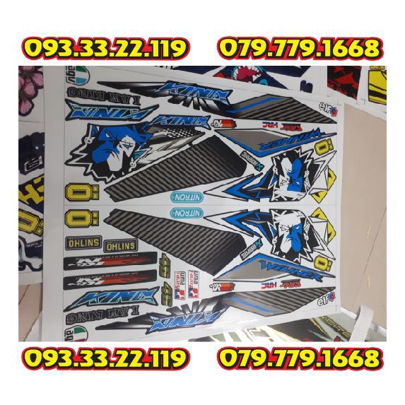 Tem Rời Winner V1 King Drag Xanh Dán Xe Trắng
