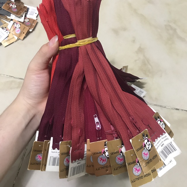 Dây kéo HKK 18cm may quần tây, bóp ví tông đỏ