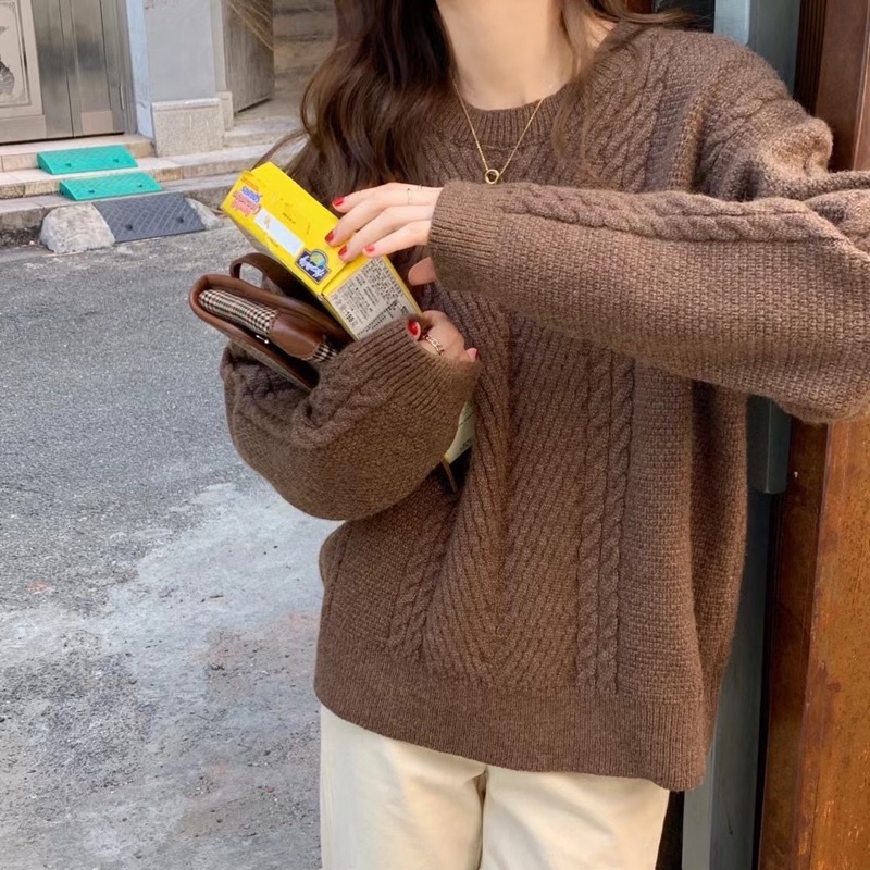 Áo len cổ tròn vặn thừng tay dài LEN clothing 7890