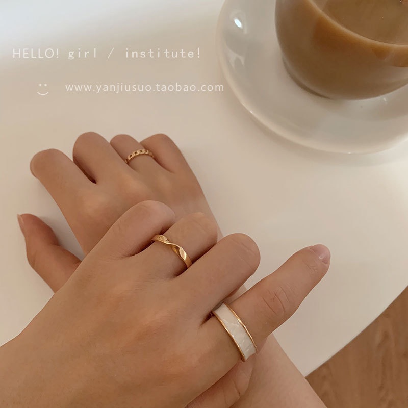 Set Ba Nhẫn Kim Loại Đơn Giản Thời Trang Hàn Quốc