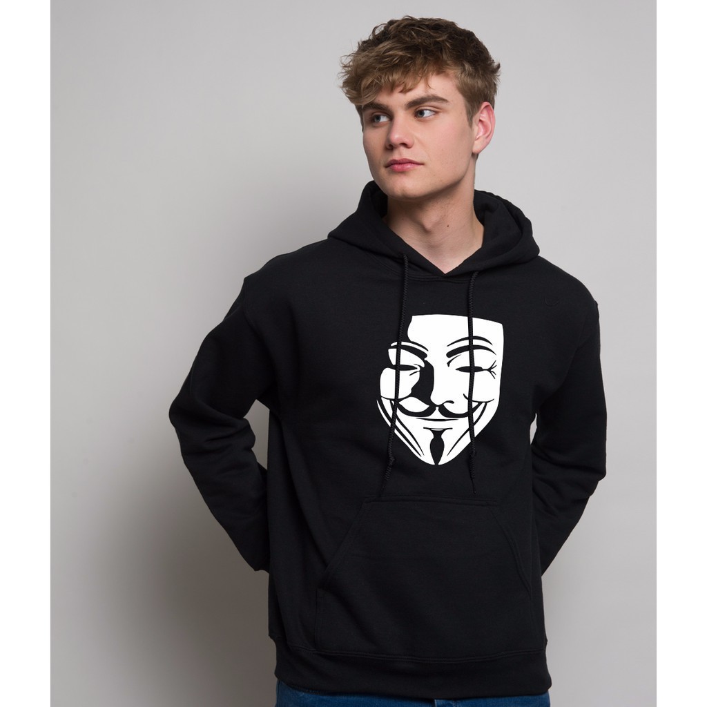 Áo khoác Hoodie màu đen in hình Anonymouse