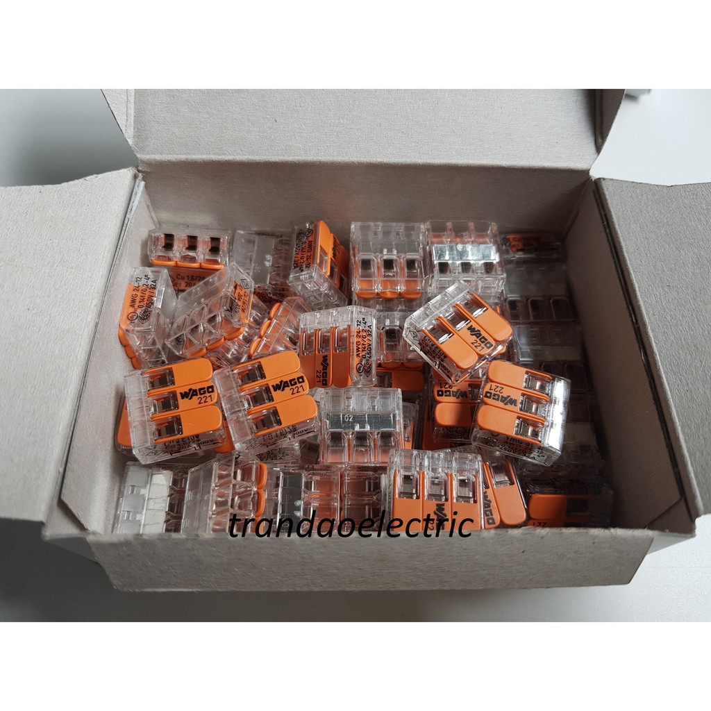 Đầu nối dây điện 3 dây 4.0mm2 32A WAGO COMPACT 221-413