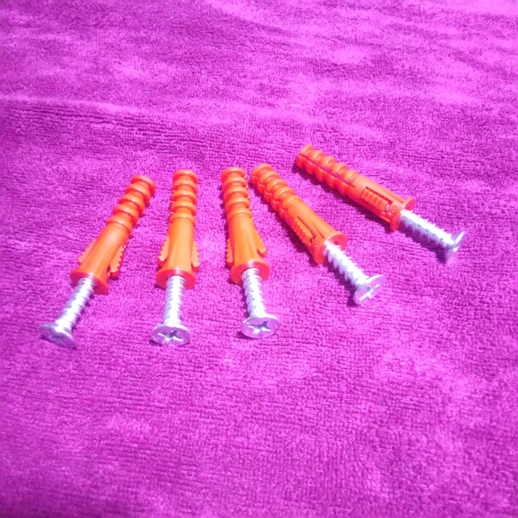 Bộ 100 tắc kê nhựa 8mm và 100 vít 5,2mm x 40 mm+ mũi Khoan bê tông 8mm chuôi thẳng loại tốt.