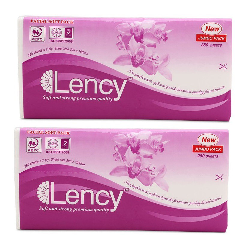 Combo 2 Khăn Giấy Lụa Lency 280 Tờ ( 2 Lớp)