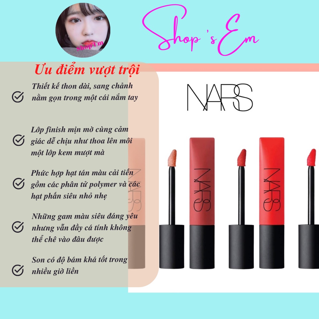 Son kem Nars Air Matte lip color 3.5ml full box Đầy Quyến Rũ Chất Son Mềm Mịn Gam Màu Siêu Đáng Yêu Cùng Độ Bám Màu Tốt