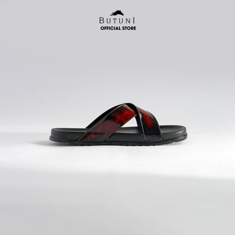 Dép quai chéo da thật Butuni Lava Slippers - Đỏ