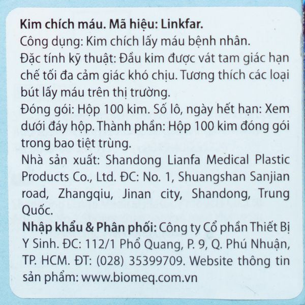 HỘP 100 KIM TRÒN lấy máu thử đường huyết dùng cho máy đo đường huyết OG-CARE