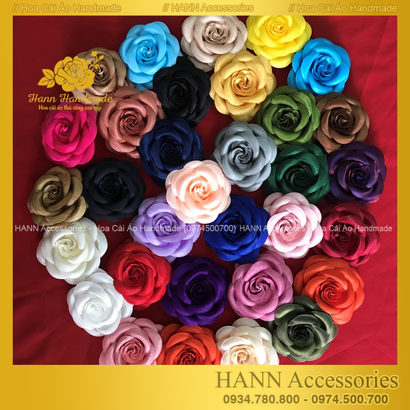 Tag hoa cài áo loại to 10cm - Hoa cài áo handmade