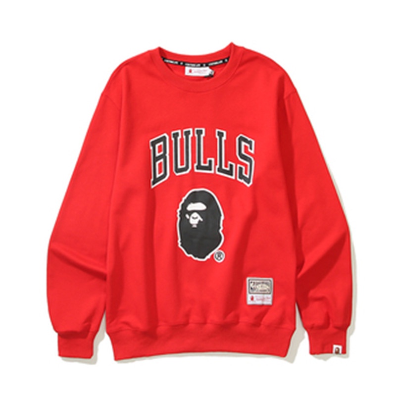 BAPE Áo Nỉ Dài Tay Cổ Tròn Thời Trang Nam Nữ