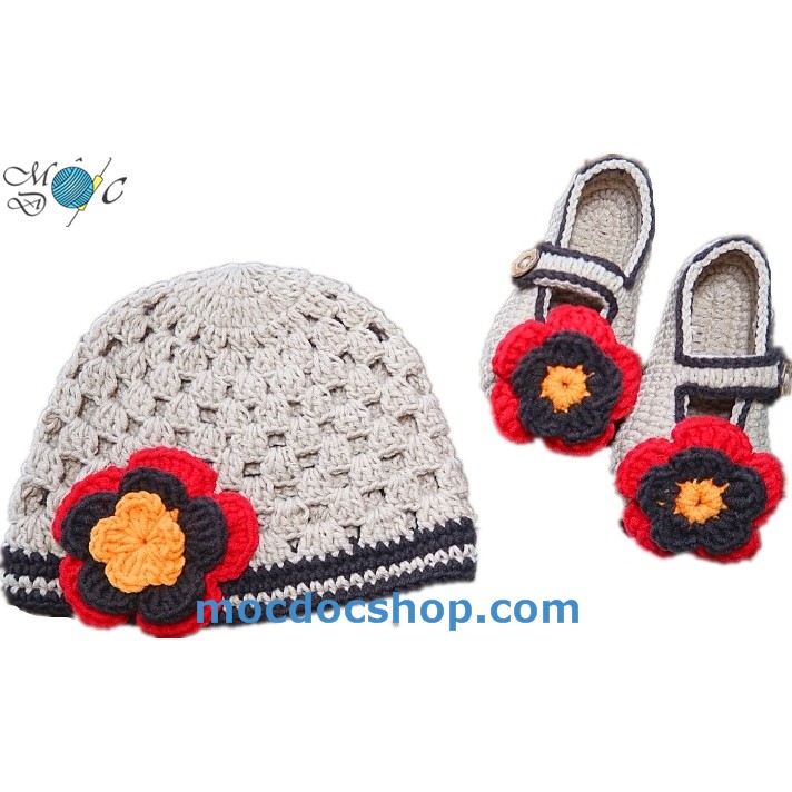 Giày nón len handmade cho bé gái 0-12 tháng