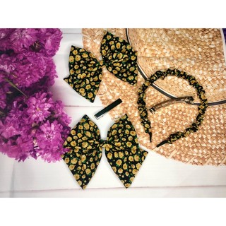 Kẹp tóc đính nơ vải lụa hoa nhí handmade phong cách vintage kẹp tóc loại lớn hàng loại tốt