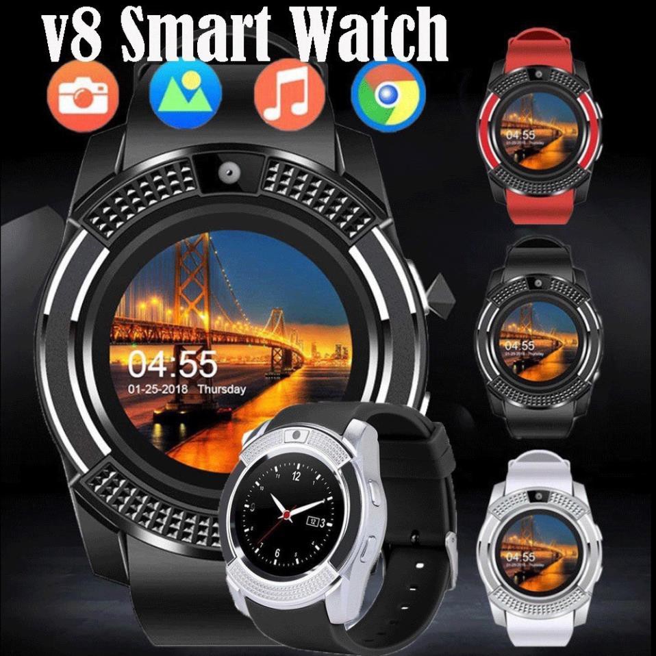 Đồng hồ thông minh SMARTWATCH V8 màn hình cảm ứng có hỗ trợ gắn SIM và thẻ nhớ