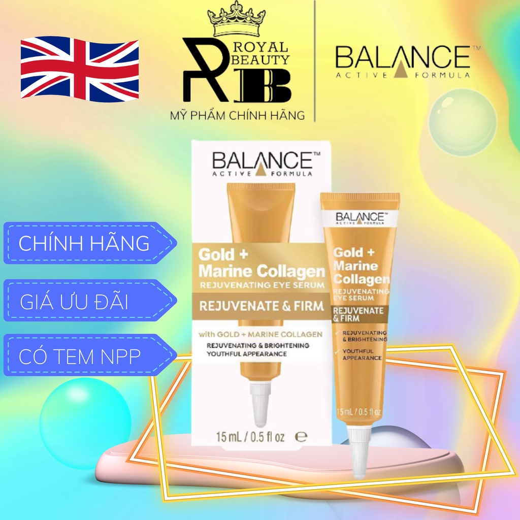 [Chính Hãng] Kem Vàng Giảm Thâm Mắt Balance Active Formula Gold Collagen Rejuvenating Eye Serum 15ml