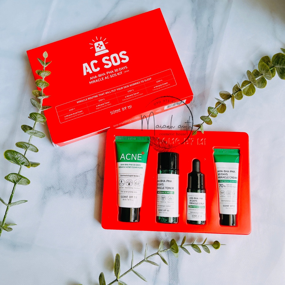 Bộ Kit 4 sản phẩm dưỡng da giảm mụn Some By Mi AHA - BHA - PHA 30 Days Miracle AC SOS Kit