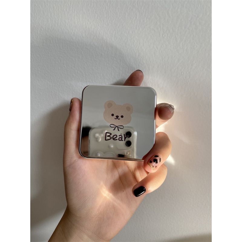 Khay Gương Tráng Gương Gấu Bear - Case Đựng Lens