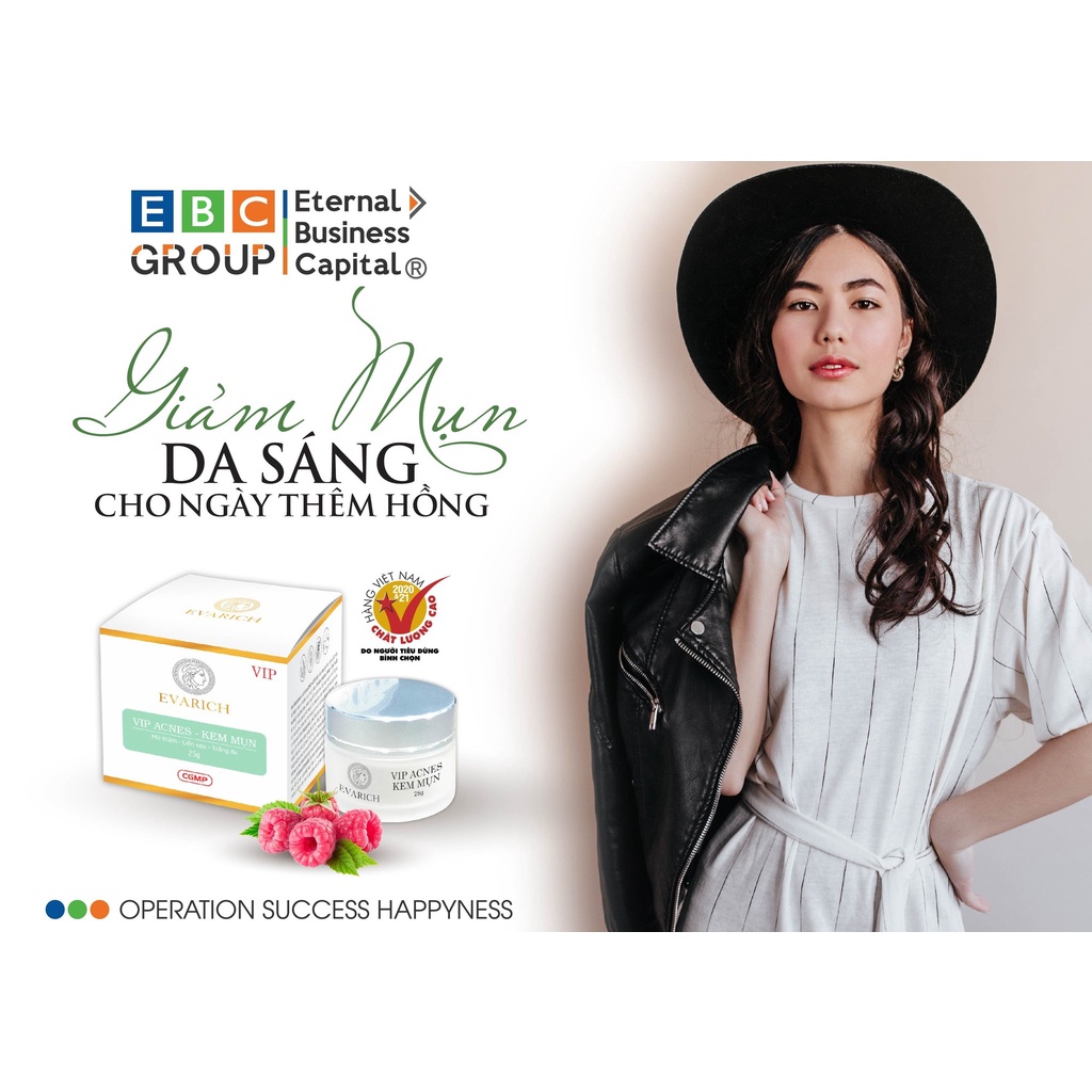 Kem mụn mờ thâm trắng da Evarich Acnes 25gr