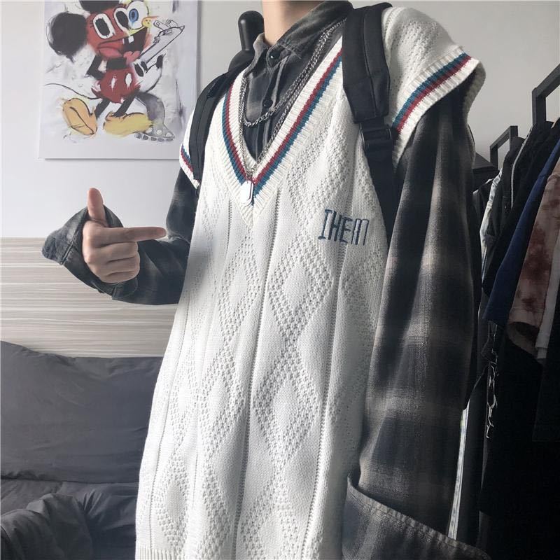 Áo Len Không Tay Màu Trơn Phong Cách Retro Hàn Quốc Cho Nam | BigBuy360 - bigbuy360.vn