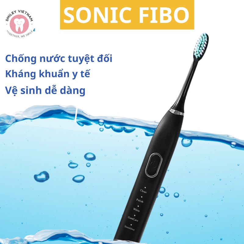 Bàn chải điện Sonic FIBO- Bàn chải đánh răng tự động công nghệ sạc 1 lần dùng 2 tháng - Giúp vệ sinh răng miệng hiệu quả