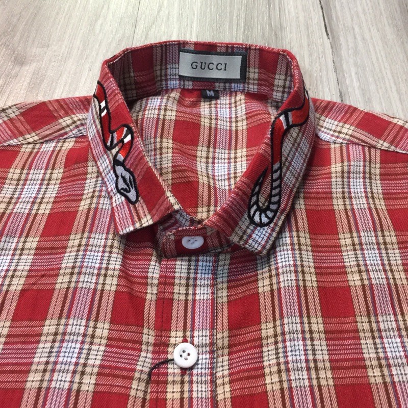 [Ảnh thật] Áo sơ mi cộc kẻ cổ rắn thêu sắc nét- Bơ Boutique | BigBuy360 - bigbuy360.vn