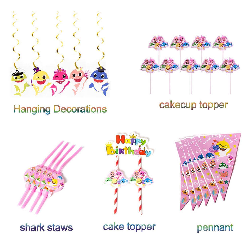 Bộ dụng cụ bàn ăn bằng giấy chủ đề cá mập dành cho bé