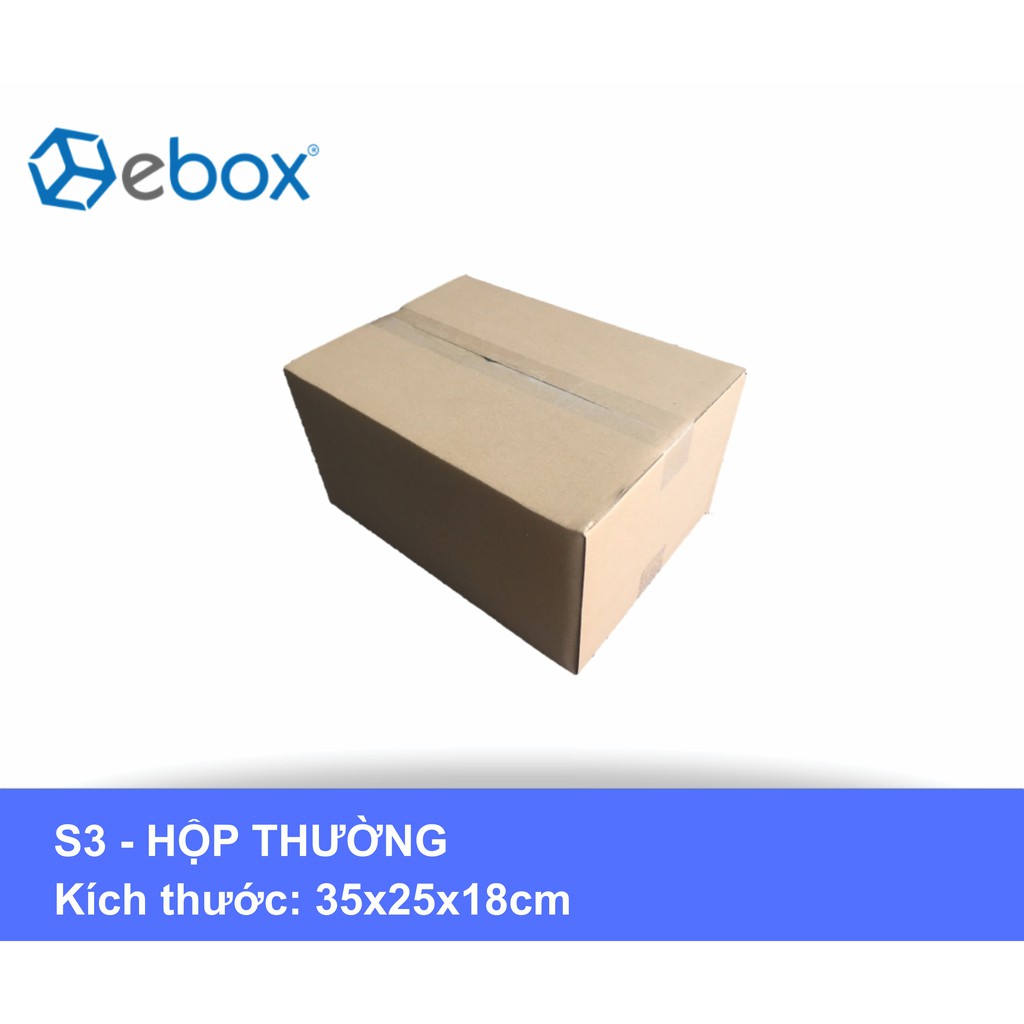 Thùng carton 35x25x18 cm (S3) - Đóng gói hộp giày, rau củ, quần áo, đồ gia dụng
