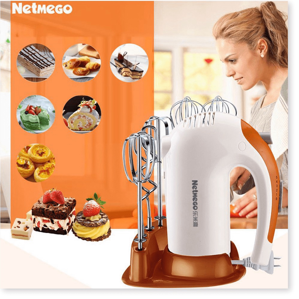 Máy đánh trứng cầm tay  FREE SHIP Netmego N38D Công Suất 300W - 5 Cấp Độ - Vận Hành Êm Ái - Hàng Chính Hãng