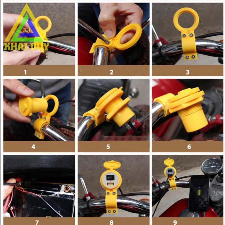 Sạc điện thoại gắn trên xe máy, MOTO loại 1 ,sạc cổng USB,loại 1 cổng USB, hàng chất lượng.