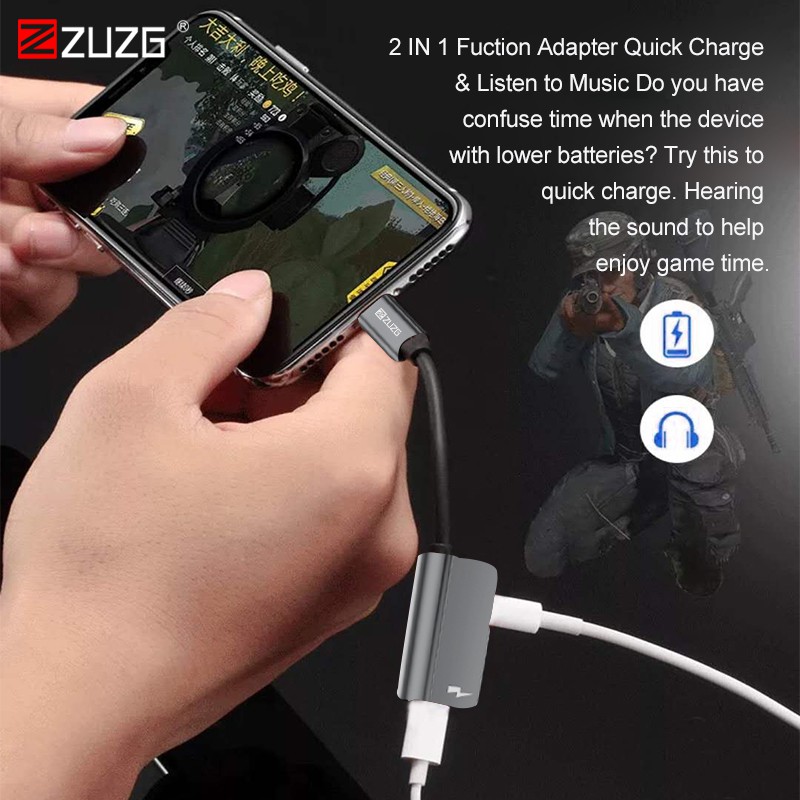 Jack chuyển iPhone chân Lightning ra 2 Lightning vừa sạc vừa dùng tai nghe - YL6 Chính hãng ZUZGVN