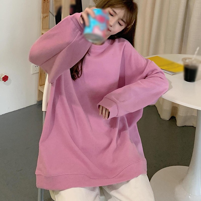 Áo Sweater Form Rộng Màu Trơn Thời Trang Cho Nữ