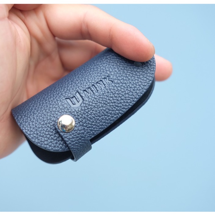 SMART Key-Bao chìa khóa da bò thật nguyên tấm lớp 1 cao cấp MINK màu Xanh navy BK180-71