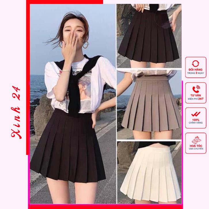 Chân Váy Tennis Xếp Ly Ngắn Dáng Xòe Lưng Cạp Cao, Có Quần Lót Bên Trong, nhiều màu lựa chọn | BigBuy360 - bigbuy360.vn