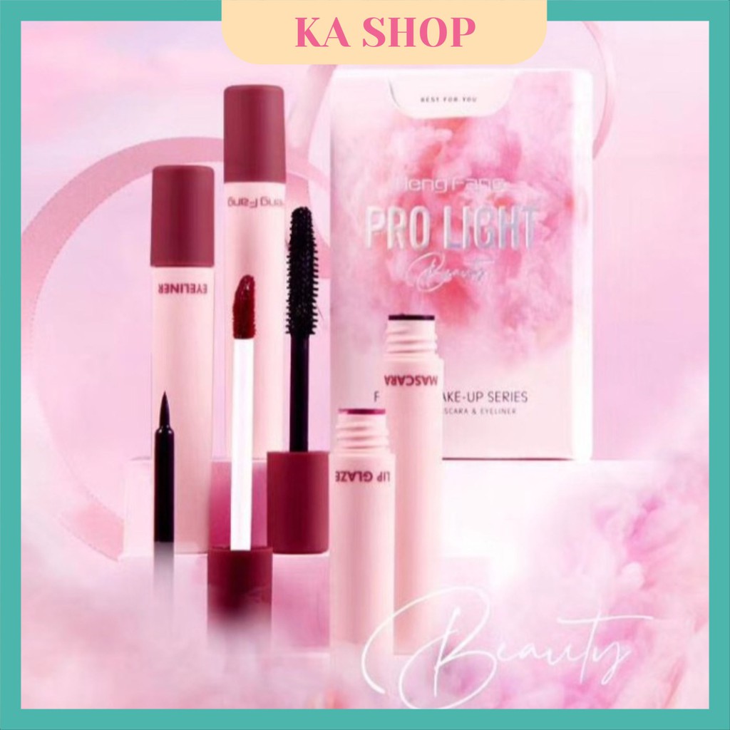 Set Trang Điểm 🧡 FREESHIP🧡 Set Mắt Môi Pro Light Heng Fang Beauty 4 món ( 1 set gồm Mascara + Kẻ mắt + 2 Son lì) | BigBuy360 - bigbuy360.vn