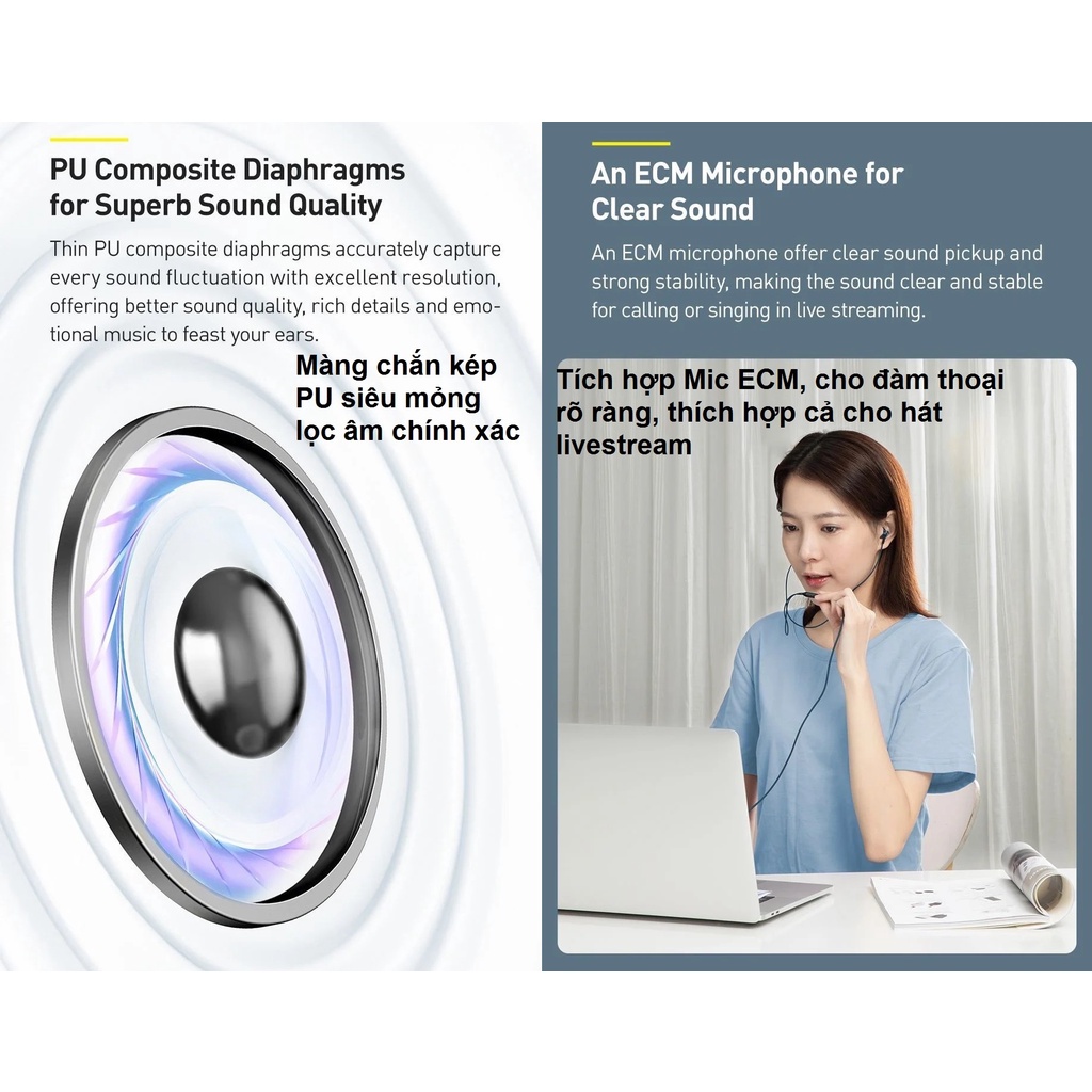 Tai nghe 3.5mm âm thanh 6D Baseus H19