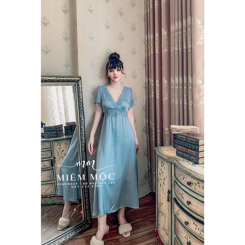 [FREESHIP] Váy ngủ lụa cao cấp ren xanh QUẢNG CHÂU MIEMMOC - hàng có sẵn( video+ ảnh) | BigBuy360 - bigbuy360.vn