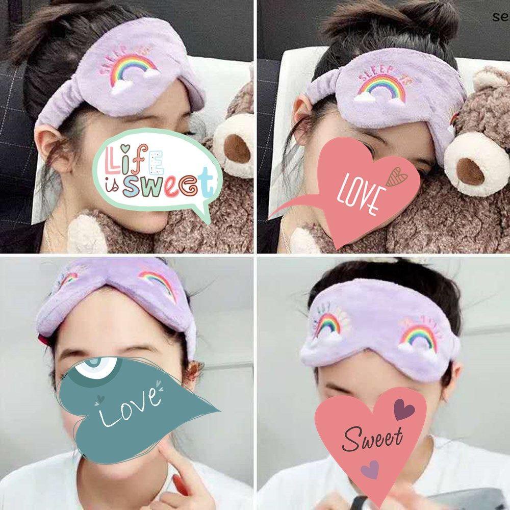 Bịt Mắt Ngủ Bằng Nhung Lông Thiết Kế Hình Cầu Vồng Dễ Thương