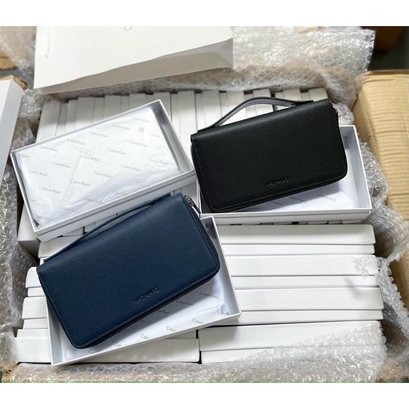 TNS-Clutch nam 2 ngăn siêu  C•K clutch for men -đen classic sang trọng-box quà tặng
