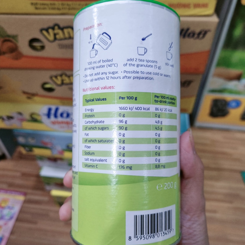 Trà cốm hoa quả HiPP Burine bổ sung Vitamin C, dành cho bé ăn dặm từ 4 tháng tuổi