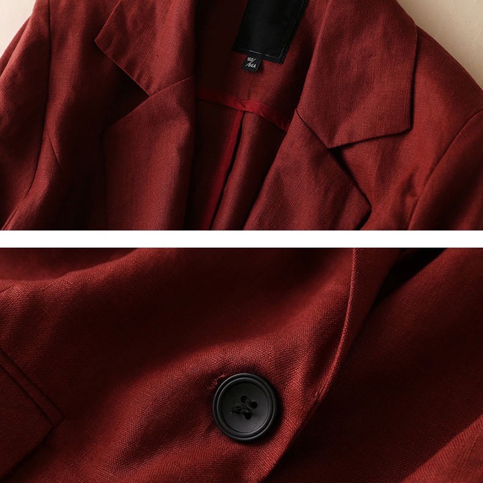 Áo vest blazer nữ Linen Premium ve vuông túi bổ trẻ trung