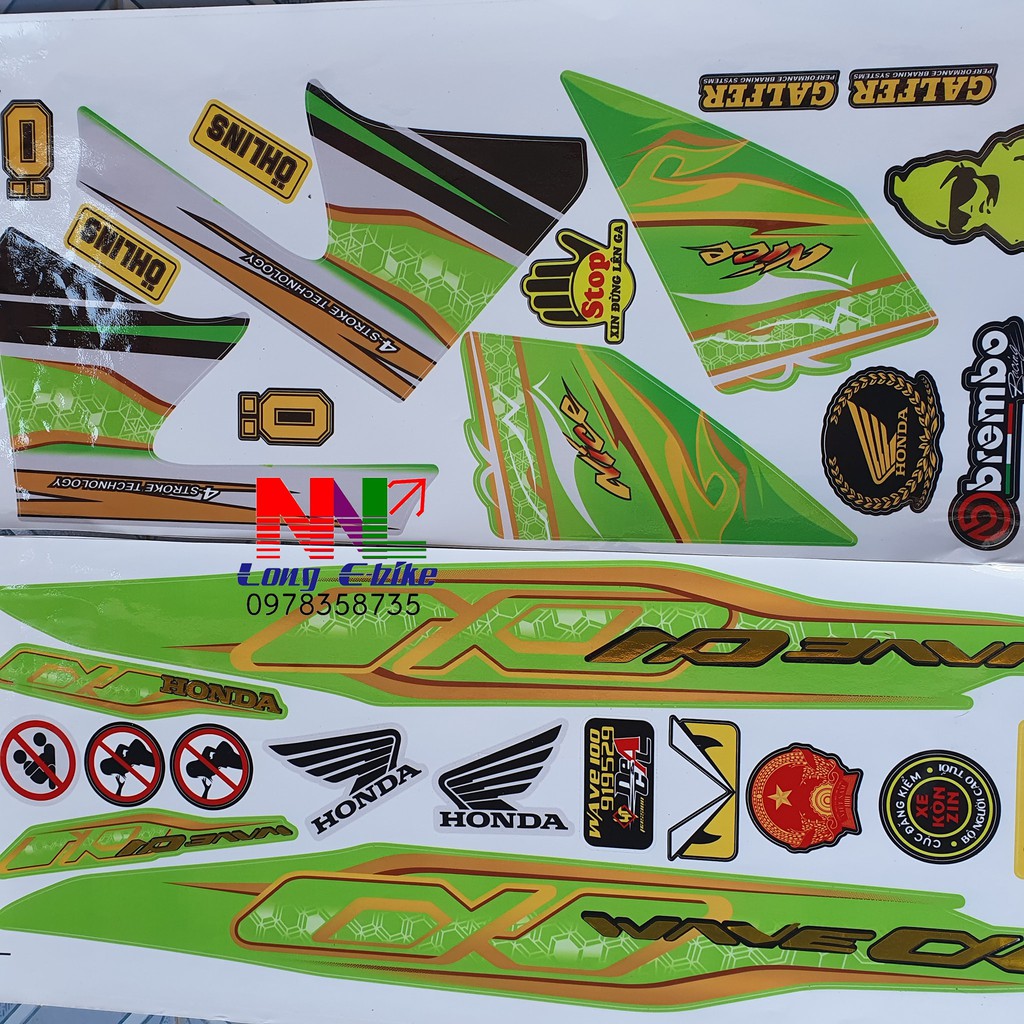 tem wave A 100 và 50cc ghép crom nhiều màu