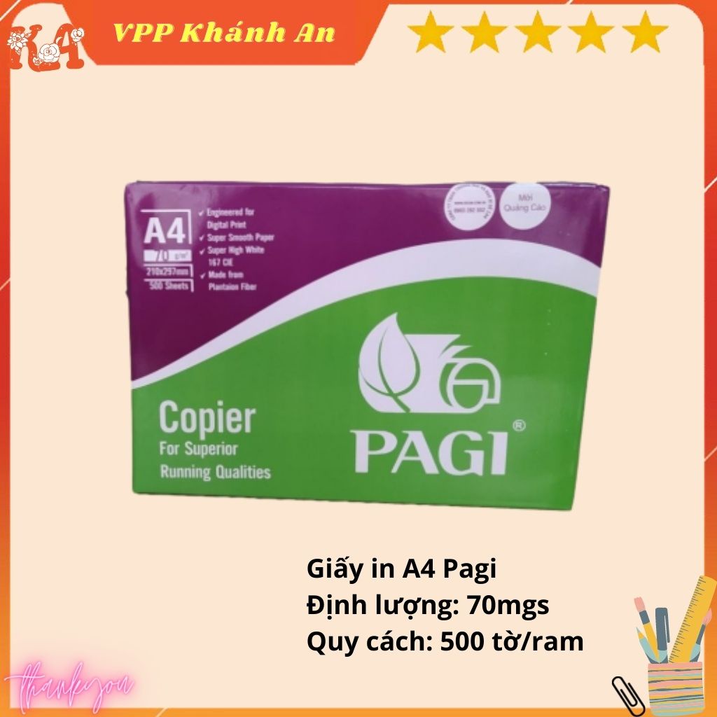 1 tập 500 tờ giấy in A4 Pagi định lượng 70