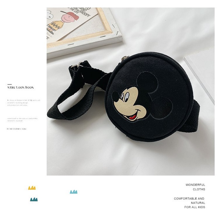Túi đeo chéo mini vải canvas hình chuột Mickey 2021 thiết kế mùa hè xinh xắn cho bé