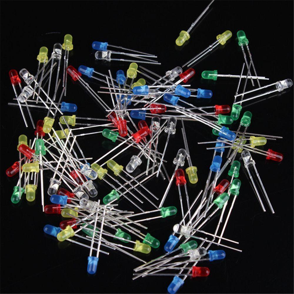 Set 200 Đèn LED Diode 5mm Màu Trắng / Xanh Lá / Vàng DIY