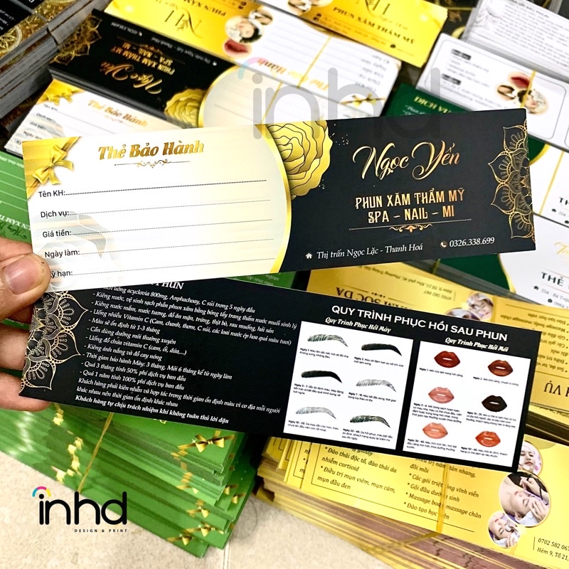 Mẫu Thẻ Bảo Hành Phun Xăm cho Spa TMV beauty