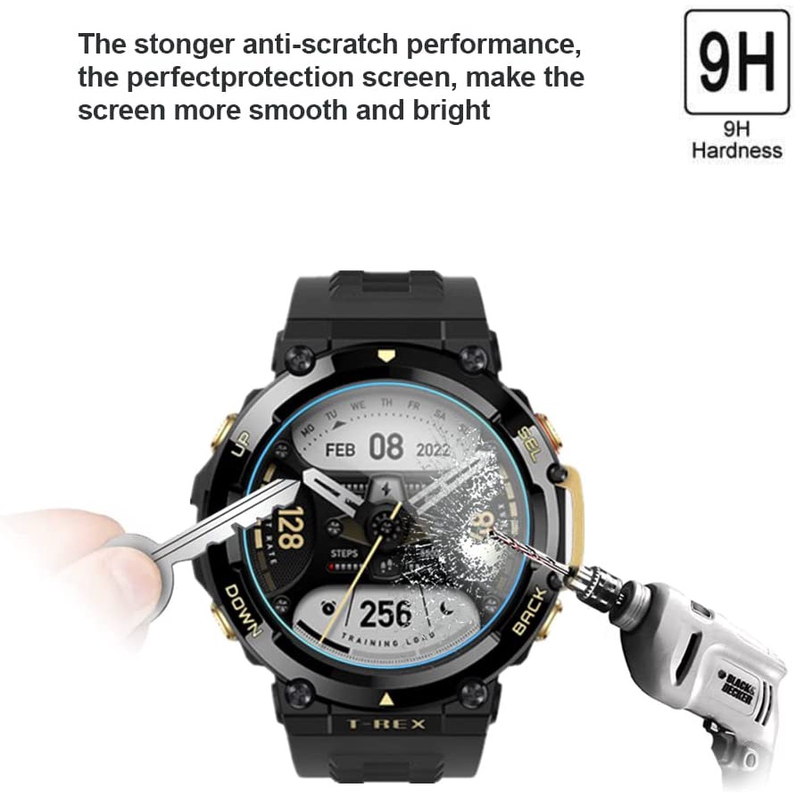 Set 2 Kính Cường Lực Cao Cấp Bảo Vệ Màn Hình Cho Đồng Hồ Thông Minh Huami Amazfit T-Rex 2 Kèm Phụ Kiện