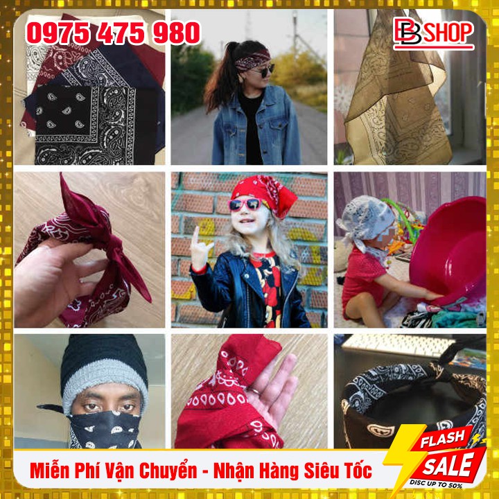 Khăn TURBAN BANDANA Họa Tiết Cổ Điển - Khăn Vuông Đội Đầu Nam Nữ Đa Năng Size 55x55cm