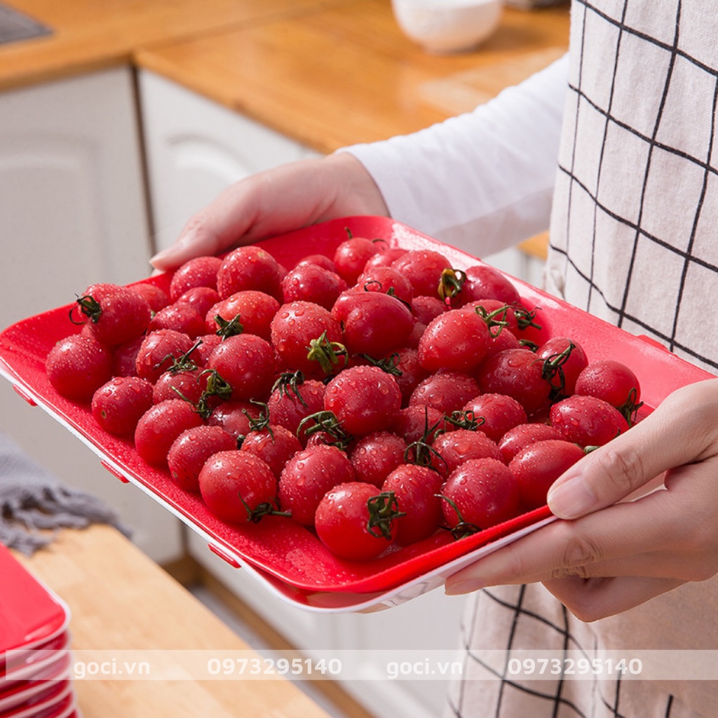 Hộp nhựa đỏ có màng bảo quản thực phẩm tủ lạnh trữ đông màng bọc siêu bền kín khí kháng khuẩn đa năng tiện lợi